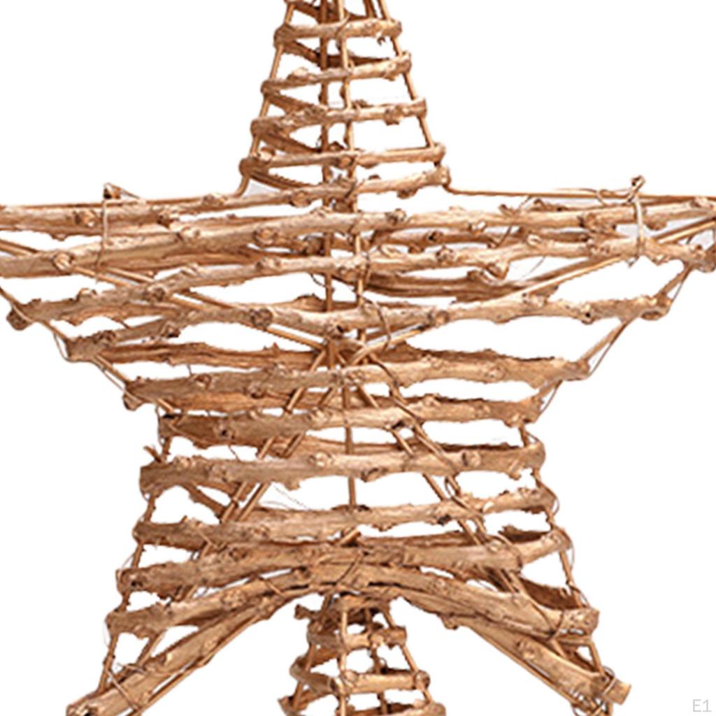 Vánoční hvězda na špičku stromku, Hvězda na špičku vánočního stromku, Železná a ratanová vánoční ozdoba na špičku pro párty bar,