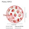 Strawberry Theme Party Tableware Set: Disposable Plates, Napkins, Cups, and Tablecloth