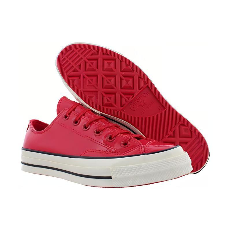 Converse 1970s Chuck Patented 90s Leather Low Round Toe Lace-up Low-top Canvas Shoes Unisex Red Patent Leather