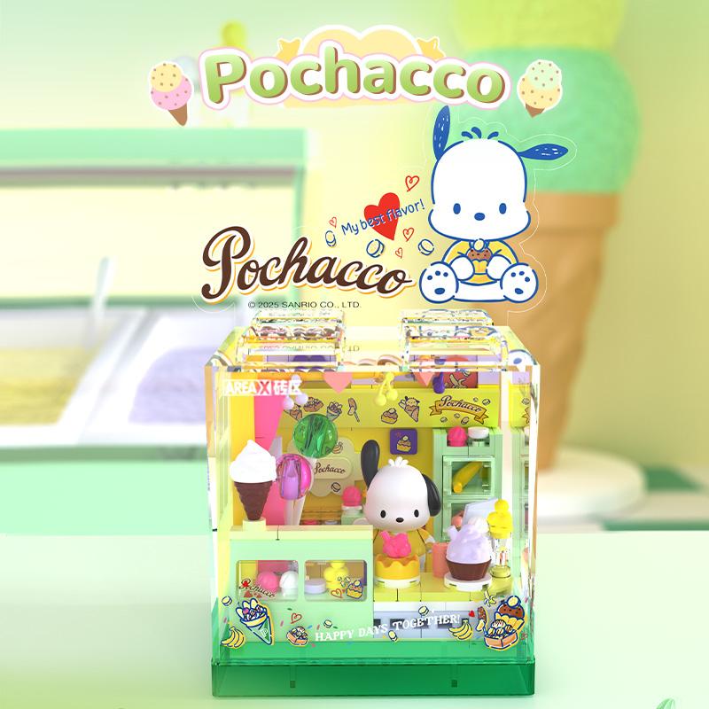 AREA-X Serie Sanrio Kuromi Hello Kitty Cinnamoroll Blocchi da Costruzione MOC Casa Creativa Ornamento Modello Mattoncini Giocattoli Per Regali Adulti