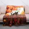1PC Black cat on fence in autumn  Print Adult Children Warm Blankets Home Travel Car Soft Comfortable Suitable for all seasons