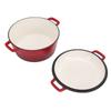 5QT Oven with 2QT Skillet Lid 2 in 1 Round Cast Iron Pot Dual Handles for Braising Stewing Frying Simmering