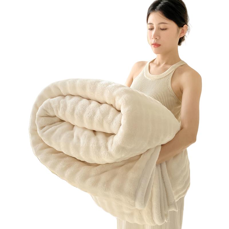 Winter Thick Blanket Imitation Rabbit Hair Bubble Velvet Air Conditioner Flannel Sheets Covered Laid Bedding Warm Double-sided Plush Sofa Towel