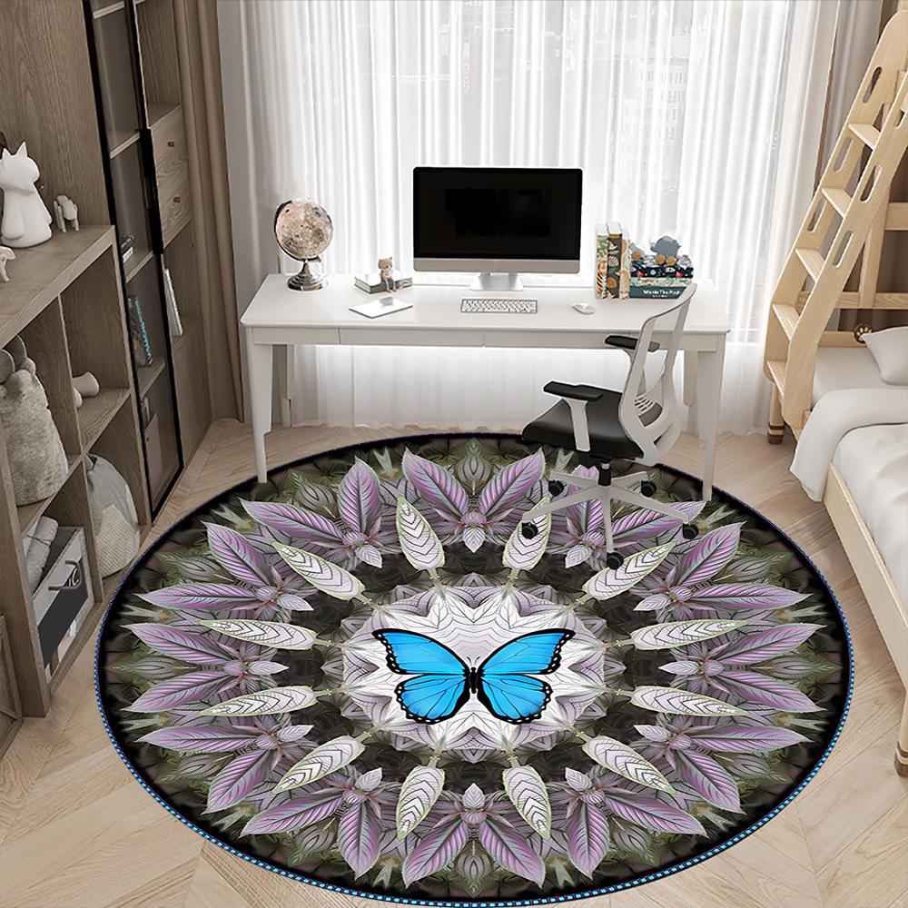 1pc Butterfly Mandala Chair Carpet for Office - Durable, Ideal for Chair Mats, Stylish & Functional Decorative Rug yy260130063