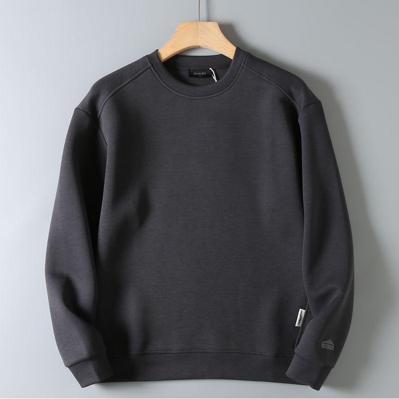Original Foreign Trade Autumn New Model Air Layer Fabric Comfortable Versatile Round Neck Pullover Solid Color Long Sleeve Base Sweatshirt for Men