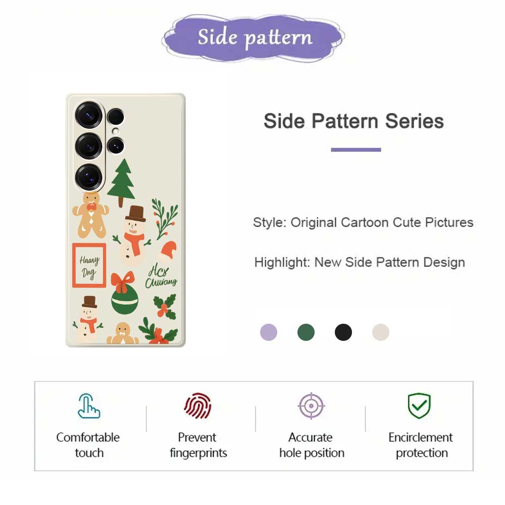 For Samsung Galaxy S25 Ultra Case Christmas Snowman Pattern Printing Straight Edge TPU Phone Back Cover
