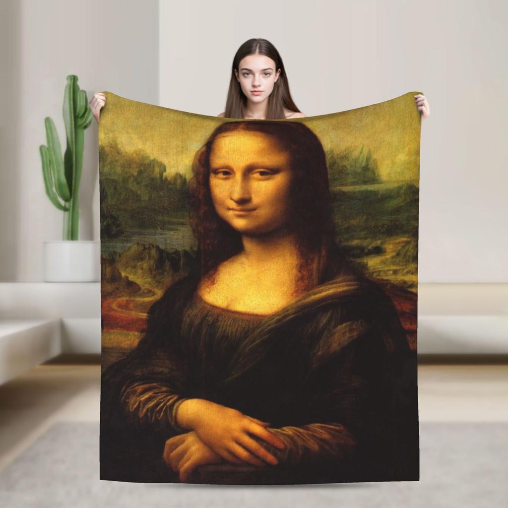 Funny Toilet Paper Mona Lisa Blankets Spring  Warm Cozy Bedding Throws For Adults Living Room Flannel Bedspread Bed Cover