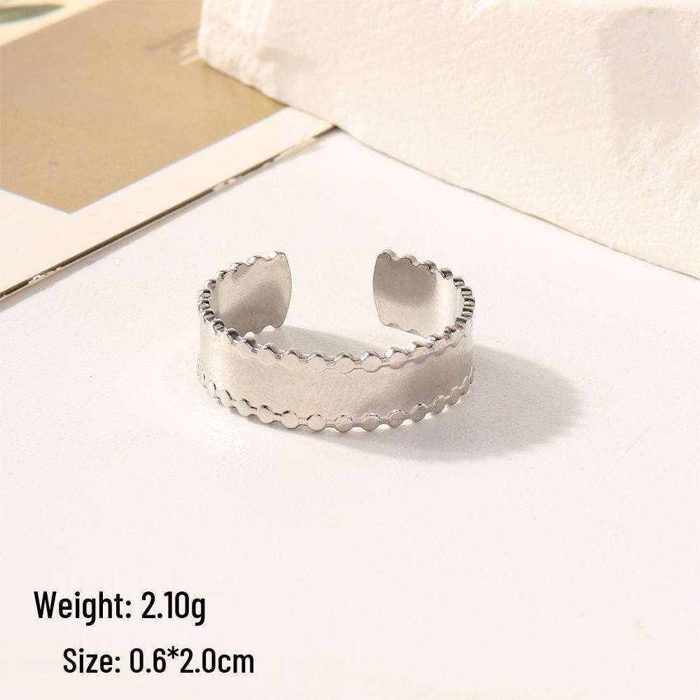 European Chic Irregular Open Ring Set with Creative Convex-Concave Texture for Women
