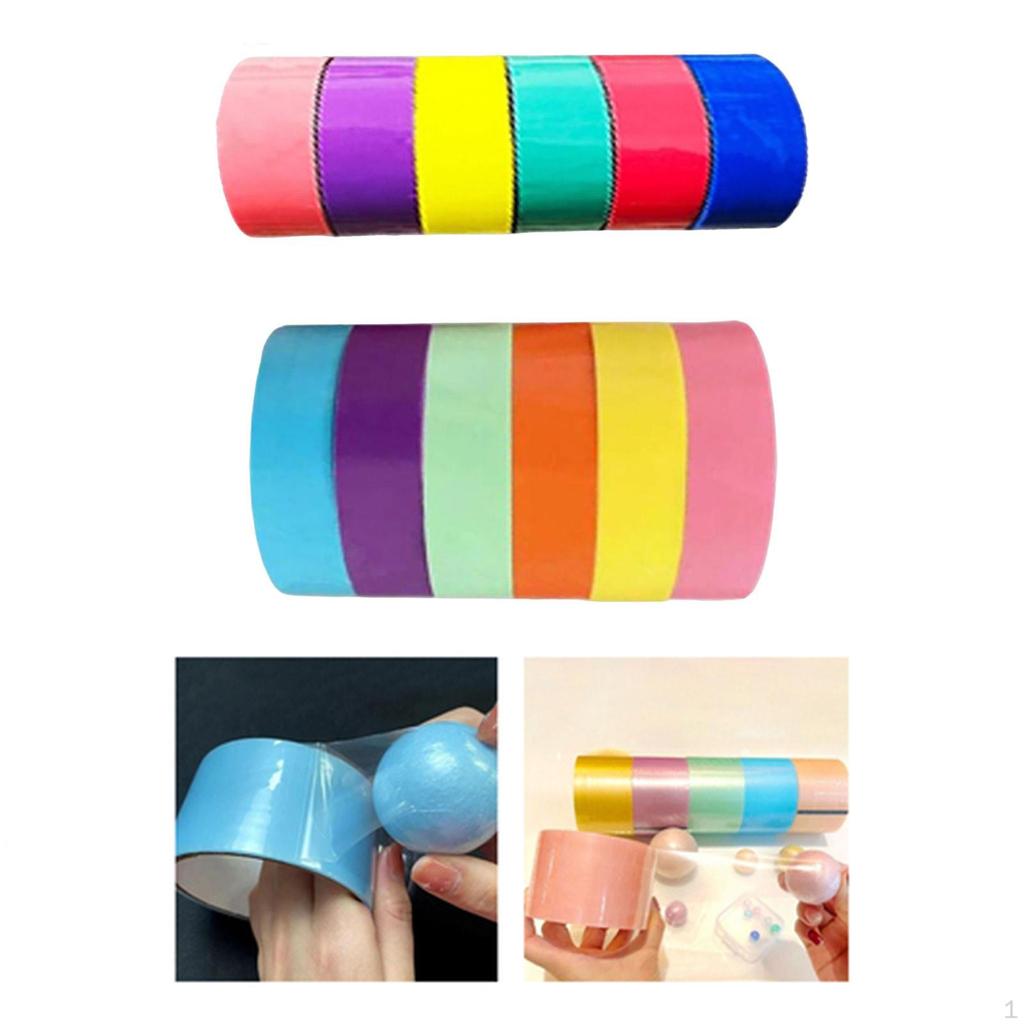12 Pieces Colorful Sticky Ball Tapes, DIY Colored Tape Handmade Sensory Toy Clear