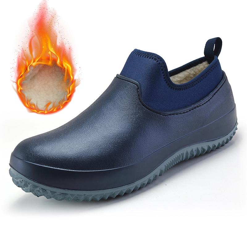 Winter Men's Rain Boots Unisex Waterproof Warm Snow Boots Outdoor Non-slip Rain Shoes for Men Rubber Kitchen Work Boots
