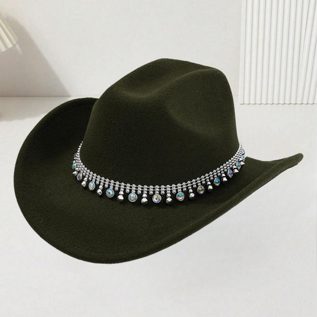 Hot-selling men's and women's colored diamond western cowboy top hat outing party holiday casual jazz hat