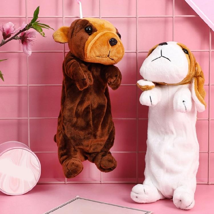 Lovely Animal Pencil Bag Plush Cartoon Dog Pencil Case Pen Bag Large Capacity Pen Organizers Cosmetic Bag