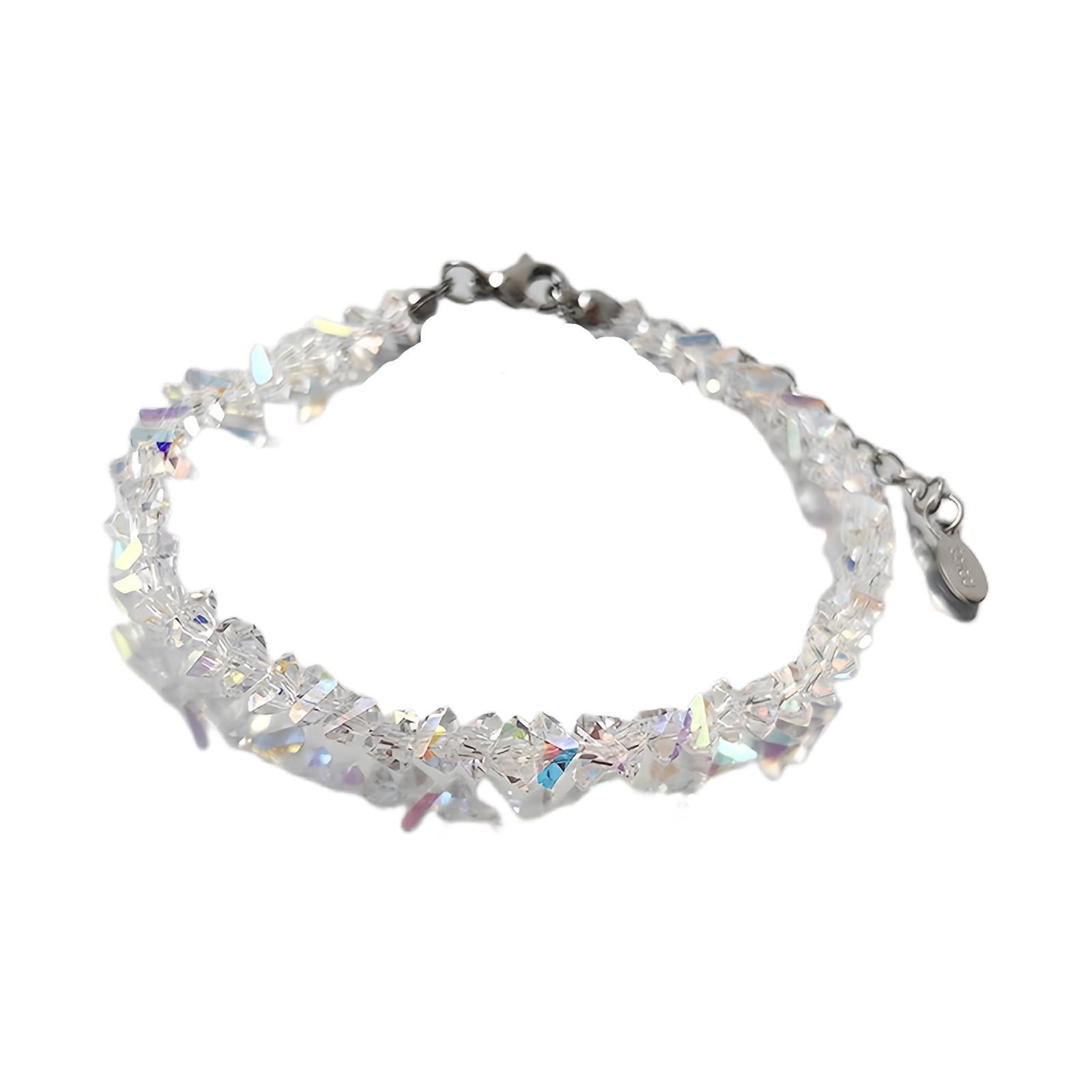 

Блестящее ожерелье-браслет из граненого стекла, элегантное украшение, регулируемая цепочка на шею, браслет на запястье для женщин, подарок 2 прозрачный