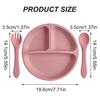 Color Kids 3PCS Silicone Baby Feeding Set Suction Plate Wooden Spoon Fork BPA Free Training Tableware Dish Bowl Gift Set