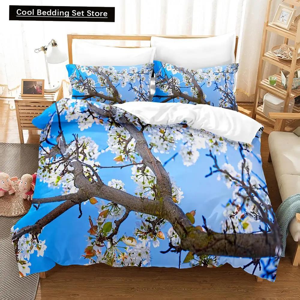 Comforter Natural Landscape Blue Sky Lawn Flower Double Queen King Size 2/3Pcs Polyester For Kids Teens Adults
