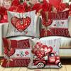 Home Decor Love, Hugs & Kisses Decorative Pillow Covers Pattern Cushion Cover Suitable for Sofa Bedroom Car Pillow Cover