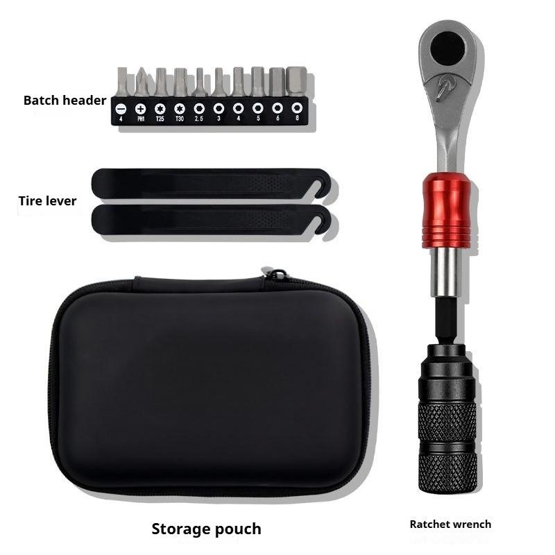 

Bicycle Repair Tool Box Ratchet Wrench Two-way Adjustment 10 Pieces Batch Repair Multifunctional Tool