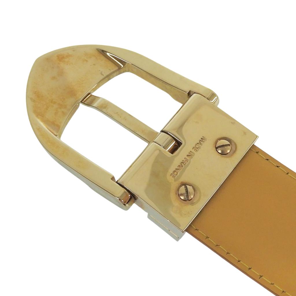 Great LOUIS VUITTON Belt Saintur Yellow Epi Leather Mens R10051 Used