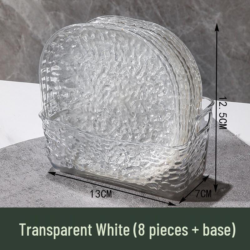 Elegant Crystal Bone Dish Set - Glacier Pattern | Transparent Desktop Plate Set