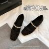 Sheepskin Version~ Inner Height Increase 7cm Rhinestone One-word Belt Women's Shoes Spring and Autumn New Bow Ballet Mary Jane Single Shoes