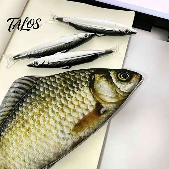 Creative School Supplies Realistic Crucian Carp Pencil Case, 3D Bionic Fish Shape Stationery Humorous Gifts for Teens Pouch, Large Capacity