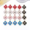 Colorful Oil Drip Alloy Diamond Clover Pendant Charm for DIY Jewelry