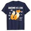Anatomie eines Fuchses | Niedlich Süßes Raubtier Lustiges Tier Geschenk T-Shirt Humor Fuchs-Liebhaber Grafik T-Shirt Oberteile Kurzarm Blusen Geschenke
