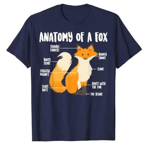 Anatomie eines Fuchses | Niedlich Süßes Raubtier Lustiges Tier Geschenk T-Shirt Humor Fuchs-Liebhaber Grafik T-Shirt Oberteile Kurzarm Blusen Geschenke