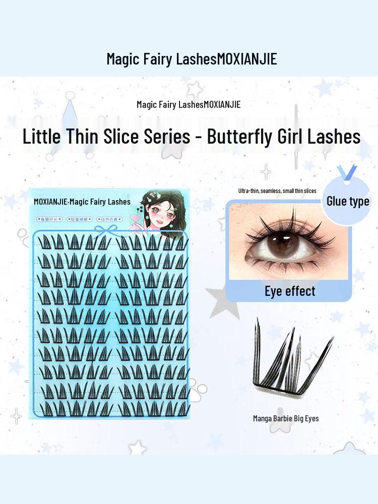 Magic Fairy Lashes: Butterfly Girl Manga Eyes, Natural Thickening, Beginner-Friendly Segmented Eyelashes 10-13 mm