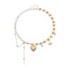 Creative Star Tassels Heart Necklace Featuring Retro Style and Alloy Pearls Neck Chain Fashionable Design