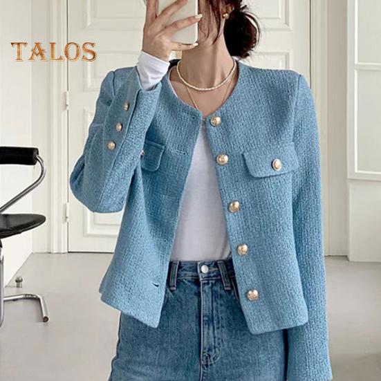 Fall Spring Women Coat Single-breasted Long Sleeves Solid Color Cardigan Loose OL Commuting Style Dating Shopping Jacket