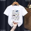 Types of Shark Identification Cartoon Print Tshirt Boys Kawaii Kids Clothes Cute TShirt ChildrenS Clothes Summer Toddler Tee
