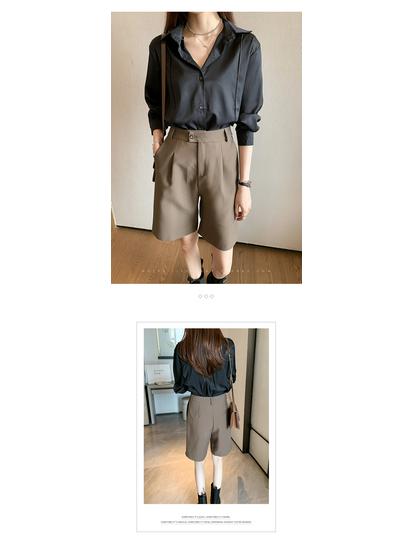 Spring Korean Style Solid Color Long Sleeve Overlap Shirt for Women