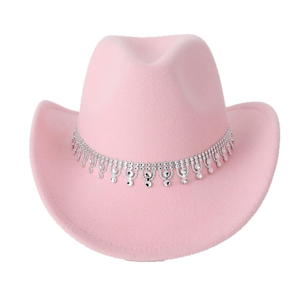 Hat Wool Jazz Top Hat Western Cowboy Flash Diamond Bridal Hat European and American Festival Top Hat