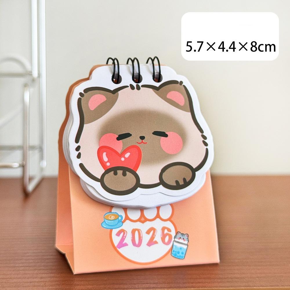 2026 Kitten Peas Desk Calendar Student Cute Girl Heart Punch-in Decoration Cartoon Mini High-value Small Calendar