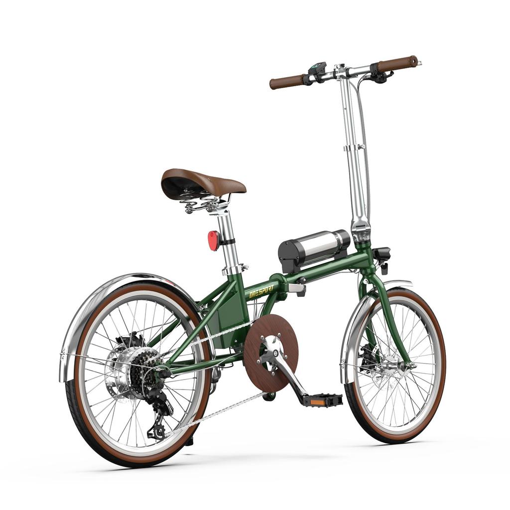 OT02PRO, rosso/verde, potenza motore 250W, 36V, batteria staccabile 5.2AH, pneumatici 20*1.35 pollici, bicicletta elettrica da città, velocità massima 25KM/H