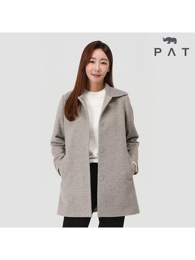 Pat Knit Collar Wool Coat_1J81105