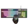 HXSJ Wired Keyboard and Mice Combo with Mice Pad 96 Keys Compact Keyboard with Colorful Lights 4 Adjustable Speeds