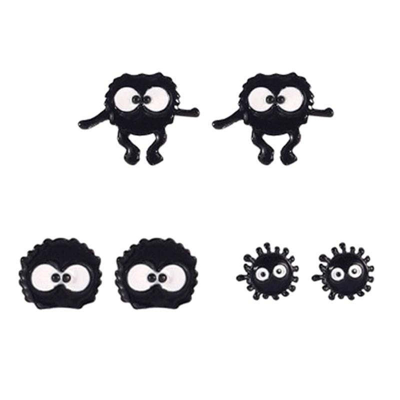 

3 пары серег-пусетов в форме угольных шариков, бижутерия для ушей, серьги для вечеринок, серьги-пусеты, сплав, для модных личностей 1