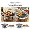 Korean-Style Stainless Steel Round BBQ Grill & Fire Pit with Non-stick Baking Pan