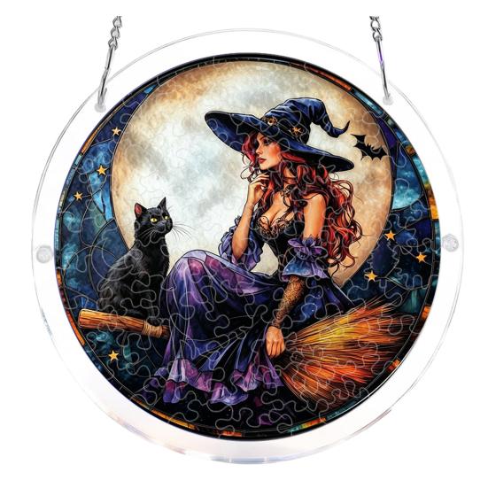 Halloween Acrylic Jigsaw Puzzle Suncatcher Stained Glass Style DIY Sun Catcher