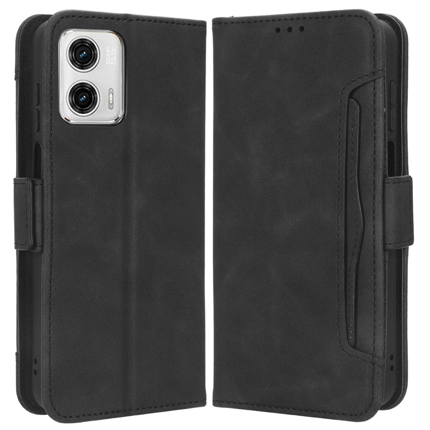 

For Motorola Moto G73 5G Multiple Card Slots PU Leather Stand Cover Anti-drop Phone Wallet Case Black