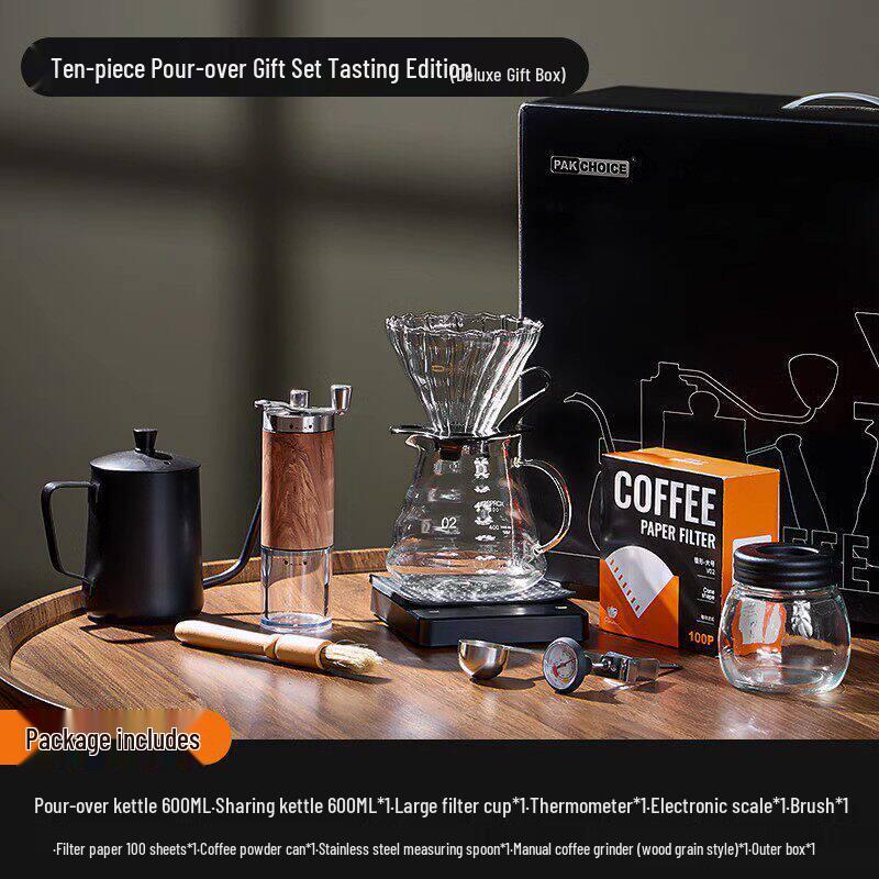 Qiwei Electric Walnut Hand-pour Coffee Grinder Set
