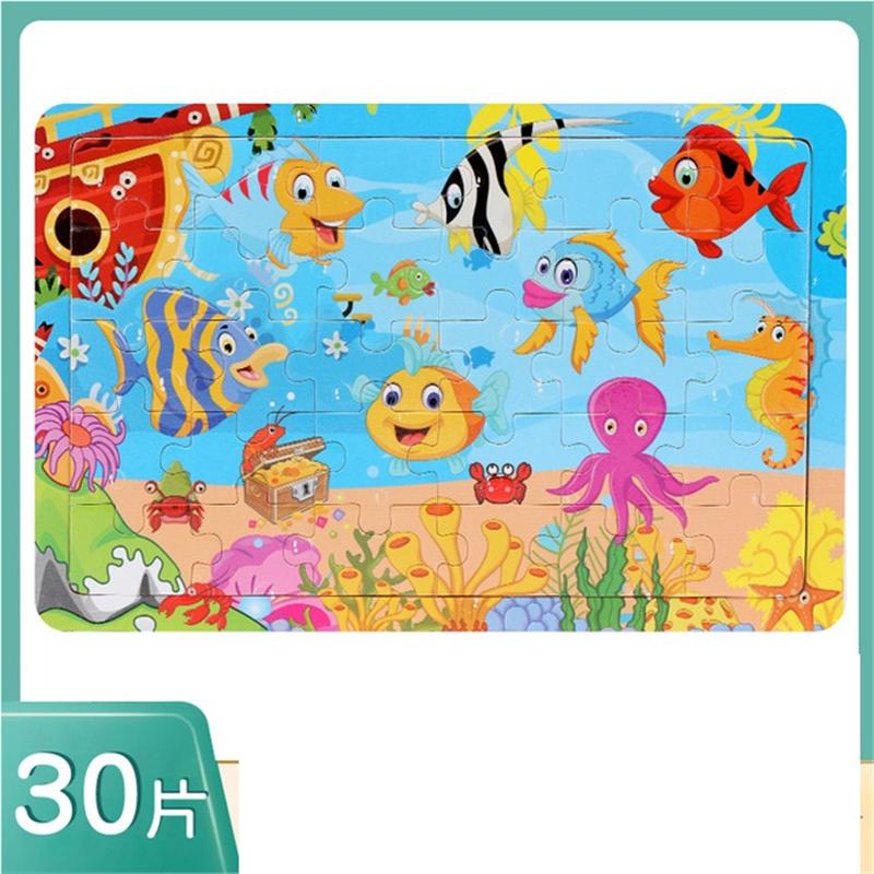 30 Piece Wooden Jigsaw 3d  Puzzle Kids Cartoon Animal Vehicle Puzzles Game Baby Early Learning Educational Toys  parenting skill