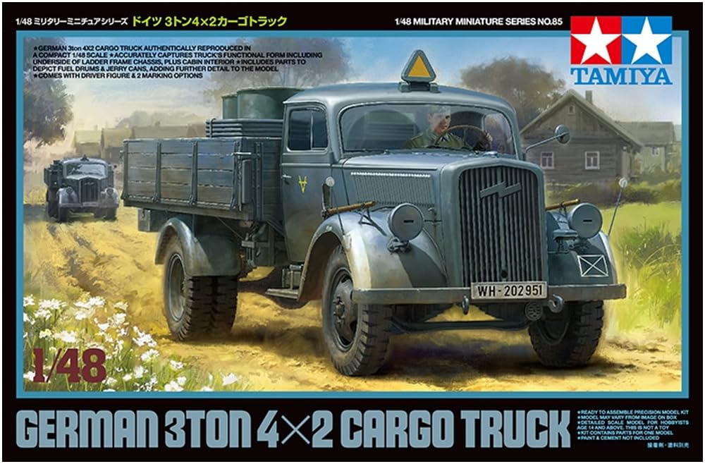 Tamiya Military Miniature Series 85 German Army 4x2 Cargo Truck Plastic Model Kit 32585 1/48 No. 3-ton