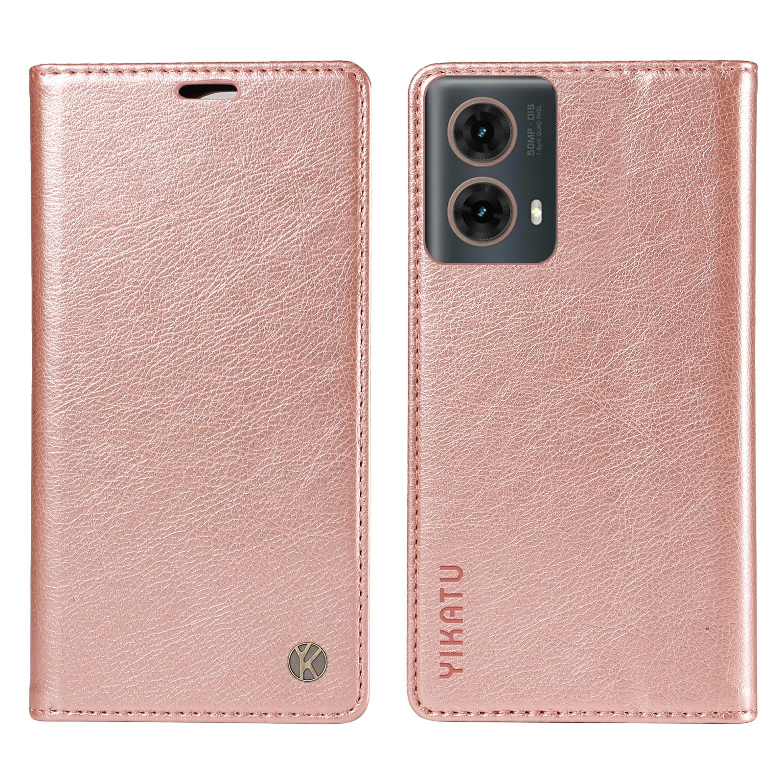 

For Motorola Moto G85 5G/S50 Neo 5G Wallet Case Litchi Texture Leather Phone Cover Rose Gold