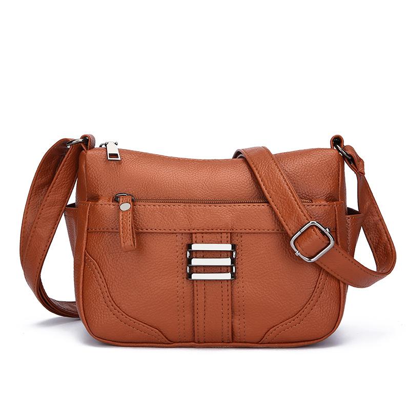 Middle-aged Women's Bag New Korean Casual Women's Crossbody Bag Fashionable Multi-pocket Soft Leather One-shoulder Mother Bag
