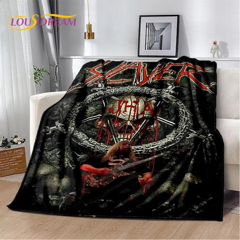 Slayer Heavy Metal Band Weiche Plüschdecke, Flanelldecke, Überwurfdecke für Wohnzimmer, Schlafzimmer, Bett, Sofa, Picknick-Abdeckung, warme Kinder