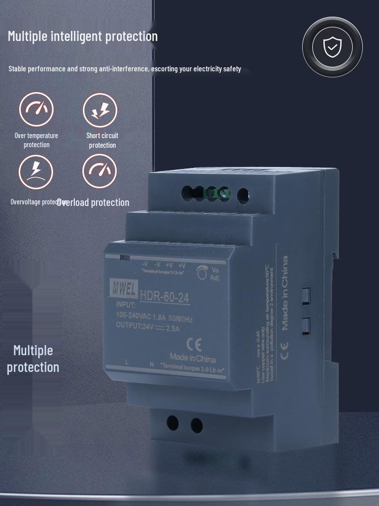 240W DIN Rail Power Supply Transformer, 24V to 12V DC