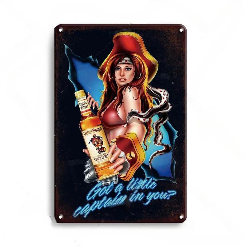 Vintage Trink-Rum Captain Morgan Blechschilder Poster Wanddeko Retro Metallschild Havana Club Bacardi Kraken Plakette Bar Kitsch